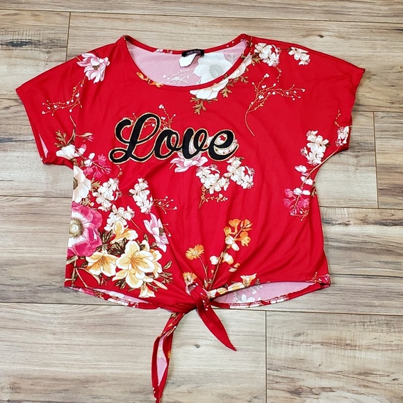 Tops - Floral Print Crop Top Womens XL